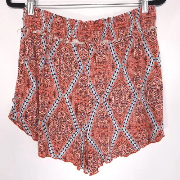 ANTHROPOLOGIE 2pc Set LARGE Loungewear‎ Top Ruffle Smocked Shorts Pajama